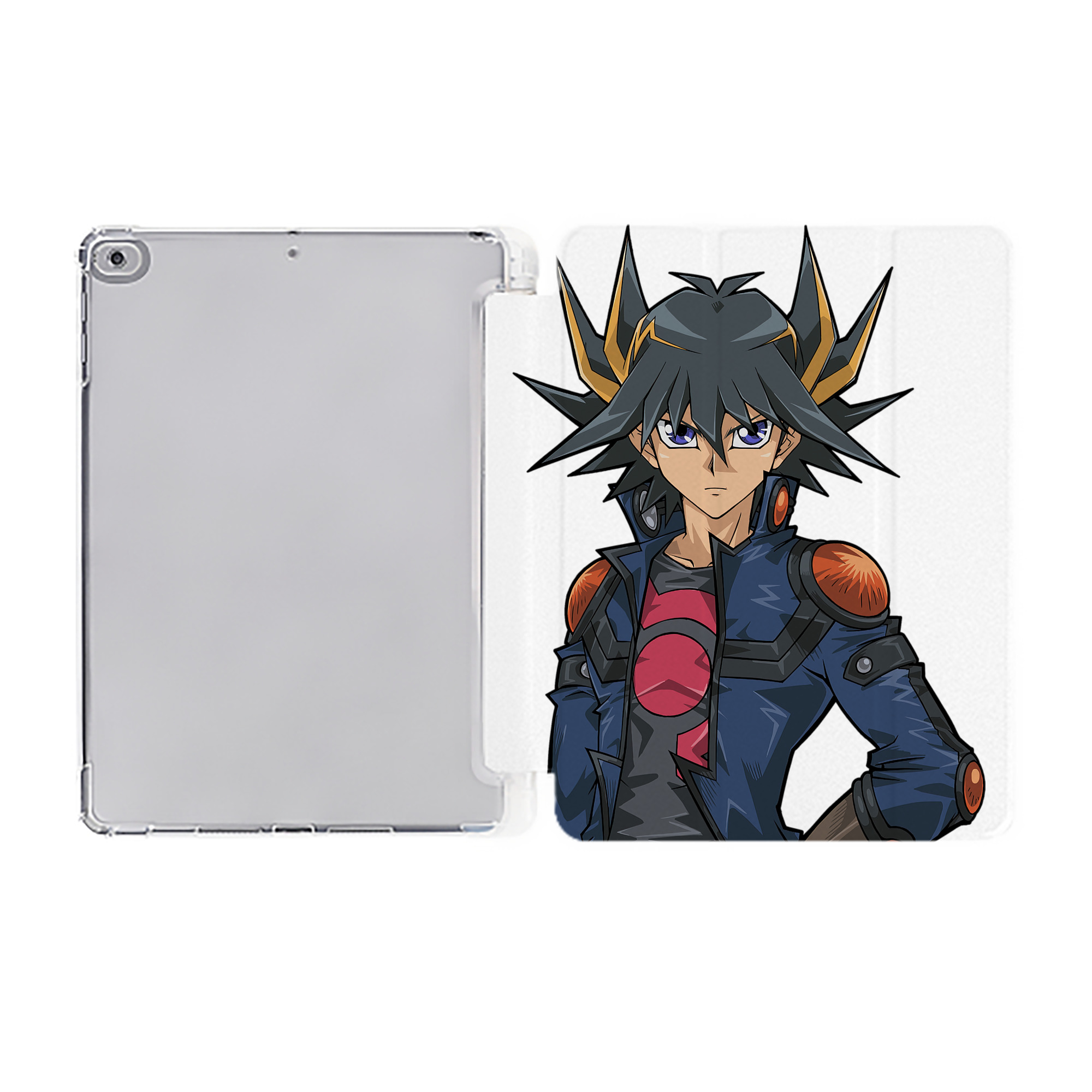 （画像用） 遊☆戯☆王 Yu-Gi-Oh! IPad ケース ペン収納付き 三つ折りスタンド PUレザー×シリコン 対応機種9.5/10.5/10.9インチ
